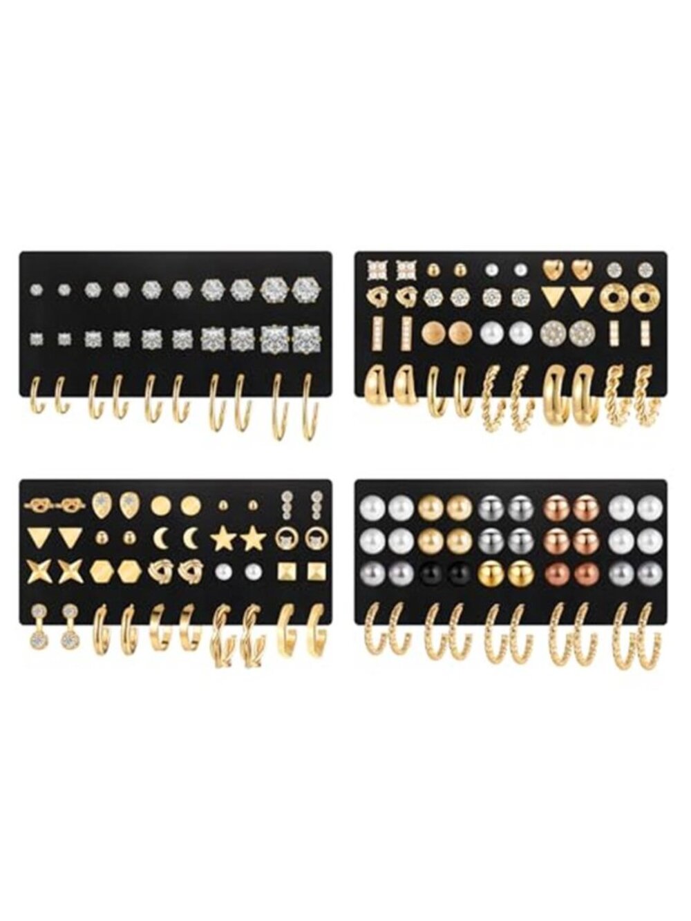84 Pairs Gold Stud Earrings Set for Women Multipack, Fashion Pearl Cubic